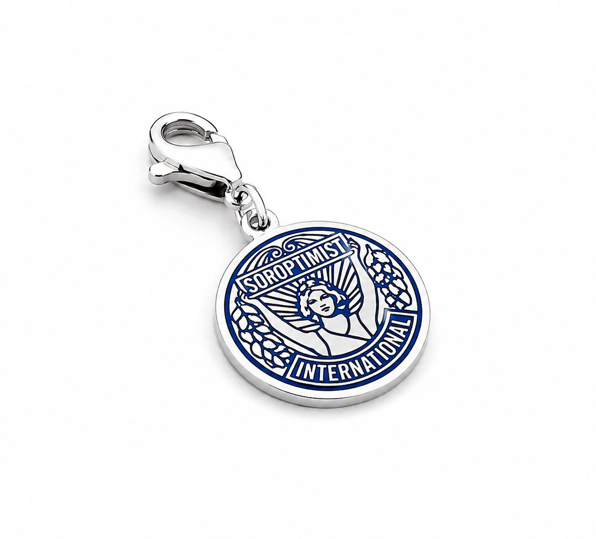 Charm-Anhänger aus 925 Silber mit Emblem von Soroptimist International und Karabinerverschluss